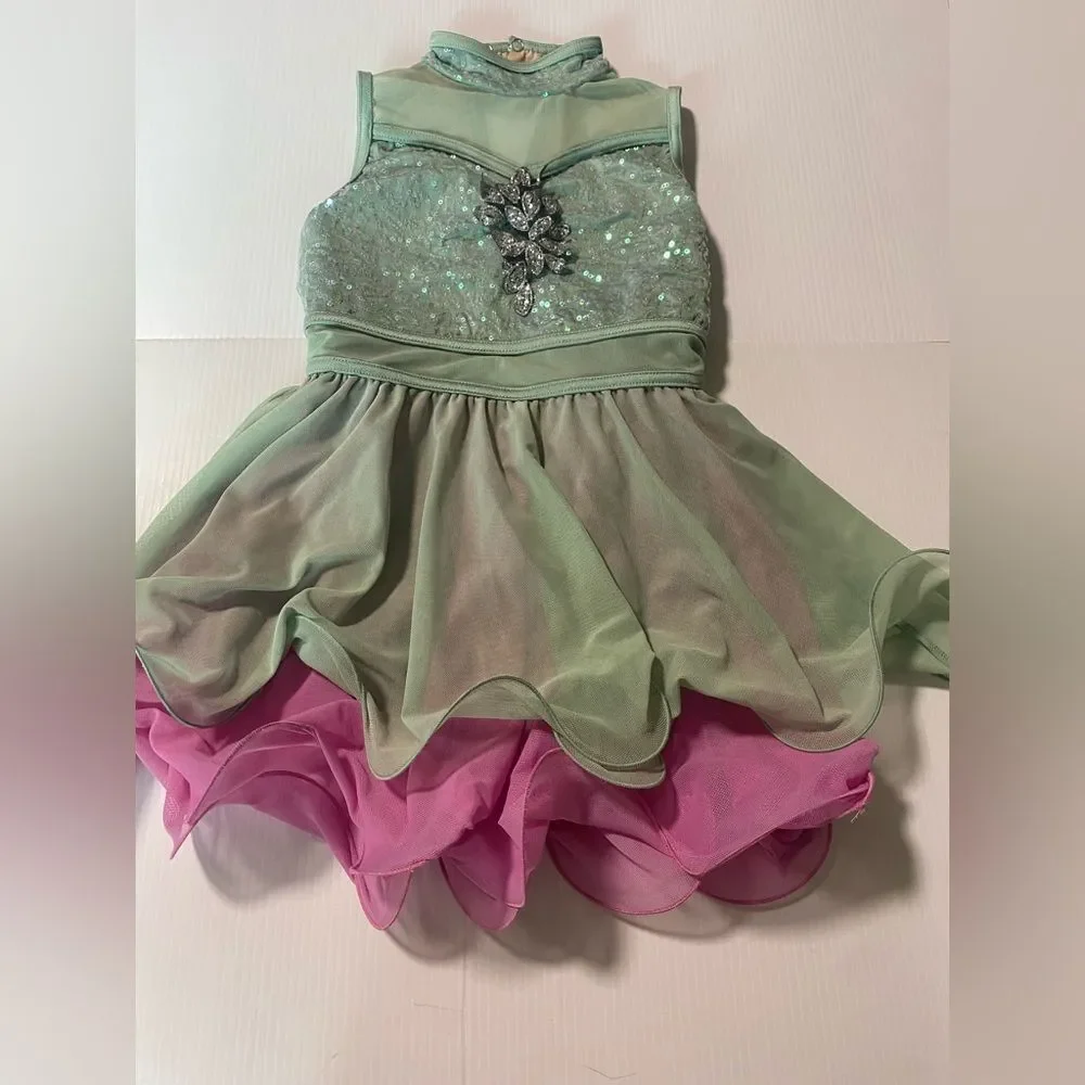 WEISSMAN Dance Costume ballet sequins blue lavender You Set Me Free 14248 IC 7/8